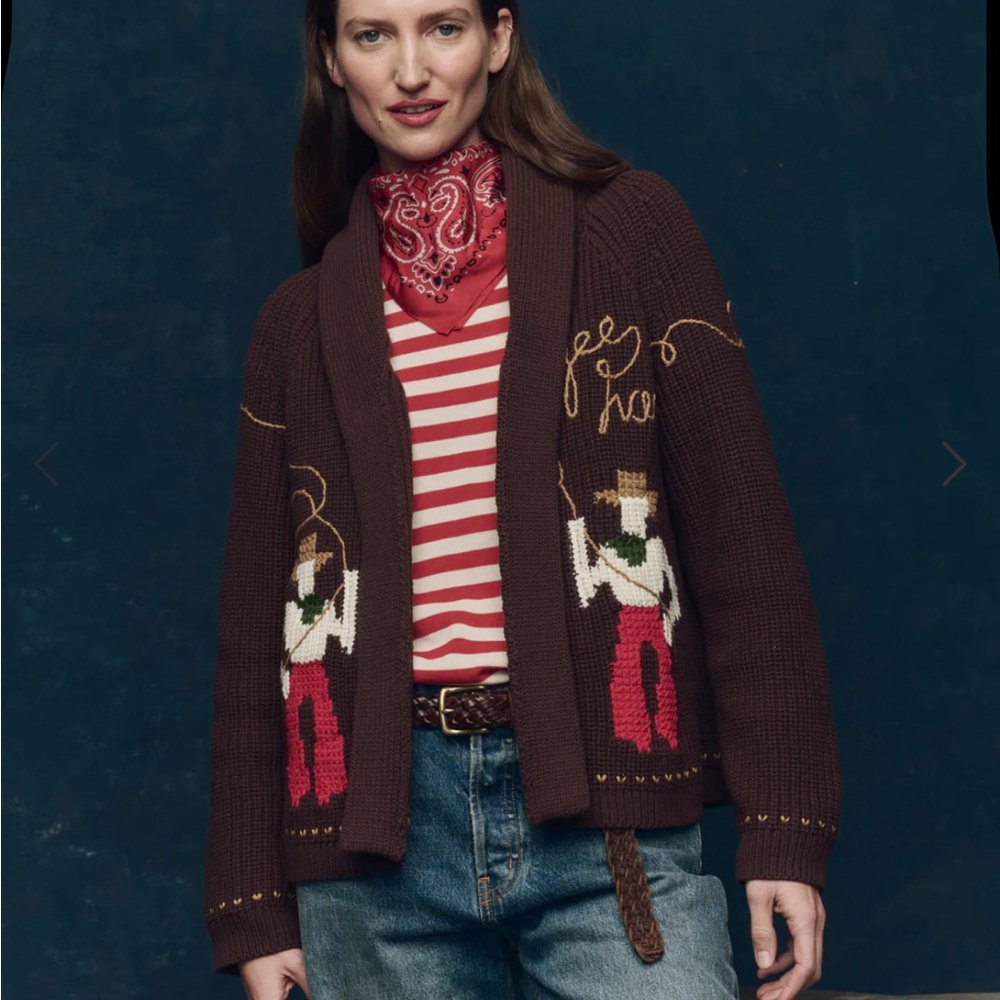 The Great. The Collectors Lasso Lodge Cardigan in Umber. Size 0.